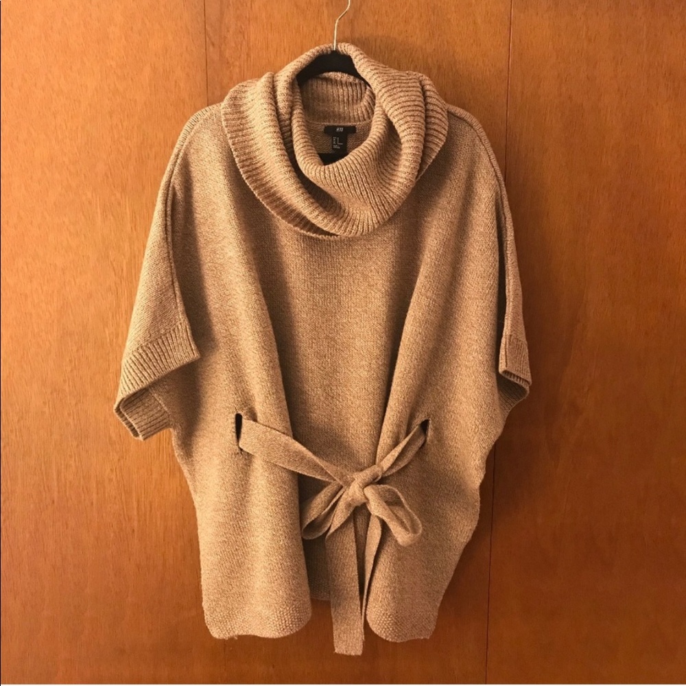 Tan h&m poncho with waist tie